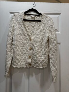 Cyrus Ivory Cable Knit Button-Front Cardigan